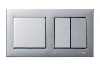 Блок: Выключатель 1-клавишный + 2-клавишный, Цвет - алюминий, серия M-Plan