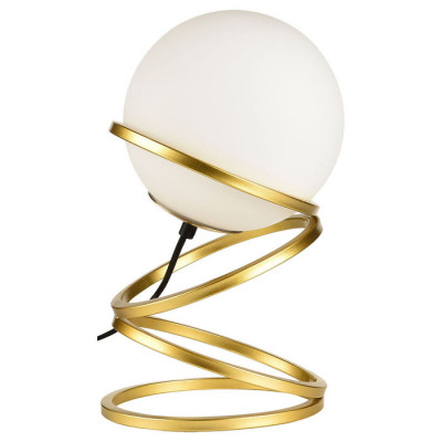 LUSSOLE Cleburne Настольные лампы, цвет основания - матовое золото, плафон - стекло (цвет - белый), 1x60W E27, LSP-0611