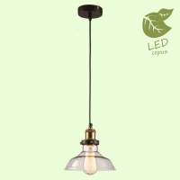 LUSSOLE GLEN COVE Подвесной светильник, цвет основания - черный, плафон - стекло (цвет - прозрачный), 1x10W E27, GRLSP-9606