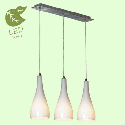 LUSSOLE RIMINI Подвесной светильник, цвет основания - хром, плафон - стекло (цвет - белый), 3x10W E27, GRLSF-1106-03