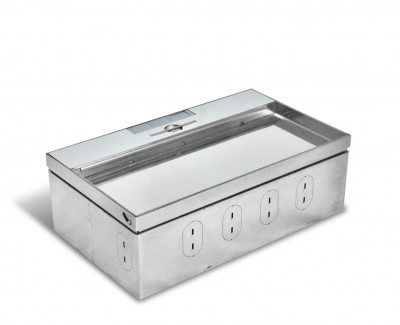 Металлический Люк в пол для розеток, на 4 модуля, Нержавеющая сталь