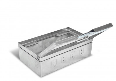 Металлический Люк в пол для розеток, на 4 модуля, Нержавеющая сталь