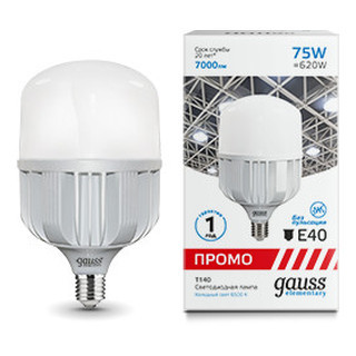 Лампа Gauss Elementary T140 75W 7000lm 6500K E40 Promo LED 1/12, 60438