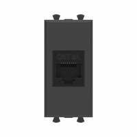 DKC Компьютерная розетка RJ-45 без шторки модульная, кат.6А, "Avanti", "Черный матовый", 1 модуль
