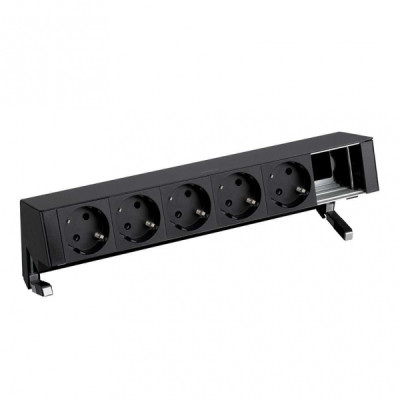 Simon 400 Черный Настольный розеточный блок, 5x2P+E, 1 пустой модуль, 42605000-138