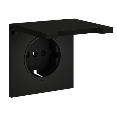 Накладка для розетки с заземлением, защитными шторками и крышкой, S70 (черный матовый), VLS000808