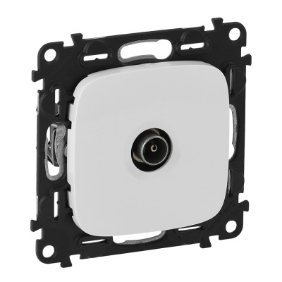 Legrand Valena ALLURE.Розетка ТВ проходная 1,5дБ/14дБ 0-2400 МГц.С лицевой панелью.Белая, 753761