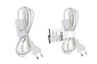 Шнур с выключателем и плоской вилкой "Народный" ШВВП 2х0,5мм2 2м. белый, SQ1305-0041 Шнур с выключателем и плоской вилкой "Народный" ШВВП 2х0,5мм2 2м. белый, SQ1305-0041