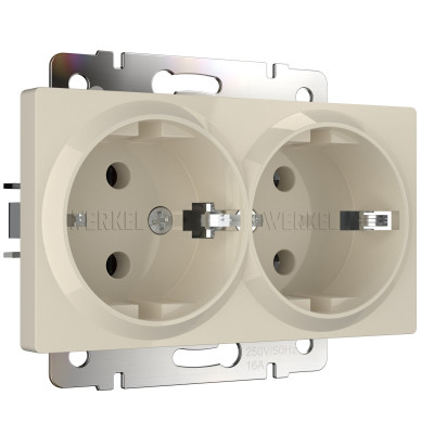 Werkel W1172003/ Розетка двойная с заземлением (слоновая кость), a051465