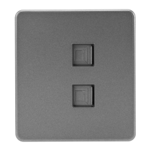 Розетка ROUND компьютерная двойная RJ45+RJ45 кат6 с/у титан KRANZ, KR-78-0725-2