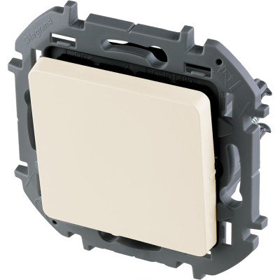 Legrand Выключатель кнопочный одноклавишный - Legrand Inspiria - с нормально-открытым контактом 6А 250В безвинтовые зажимы - слоновая кость, 673691