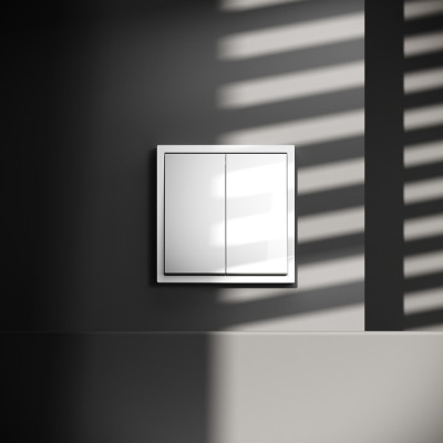 Выключатель с самовозвратом встраиваемый VOLTUM S70 двухклавишный 10А, (белый глянцевый), VLS020601