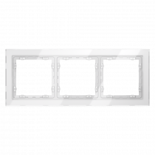 Рамка стеклянная VOLTUM S70 на 3 поста, (белый, стекло), VLS110301