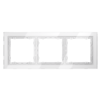 Рамка стеклянная VOLTUM S70 на 3 поста, (белый, стекло), VLS110301