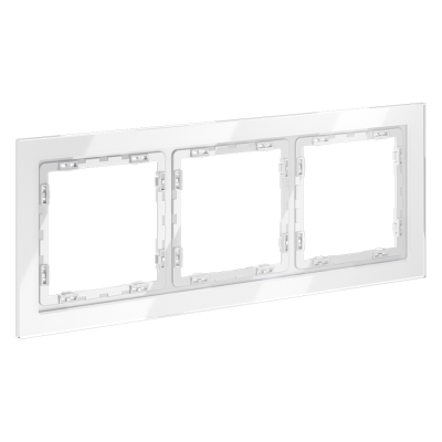 Рамка стеклянная VOLTUM S70 на 3 поста, (белый, стекло), VLS110301