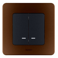 Legrand Inspiria Выключатель 2-х клавишный с подсветкой, цвет антрацит/бронза