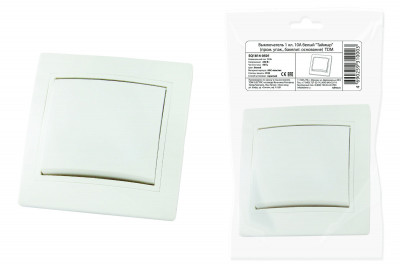 Выключатель 1 кл. 10А белый "Таймыр" (пром. упак., бакелит. основание) TDM Electric, SQ1814-0501