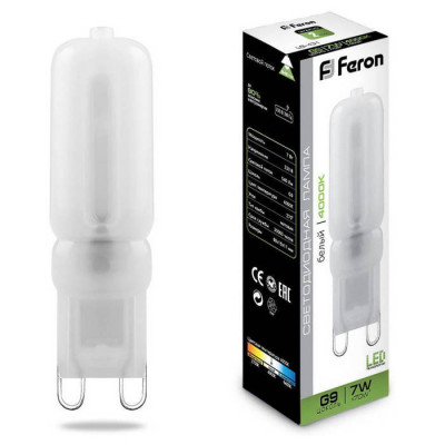 Лампа светодиодная, (7W) 230V G9 4000K JCD9, LB-431, Feron 25756
