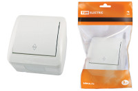 Выключатель на 2 направления 1-кл. открытой установки IP44 10А белый "Селигер" TDM Electric, SQ1818-0011