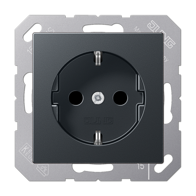 Штепсельная розетка SCHUKO 16А / 250В с защитными шторками, пружинные зажимы; термопласт; матовый антрацит; A500, A1520BFKIANM