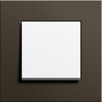 Gira Выключатель 1-клавишный, глянцевый белый - коричневый алюминий, серия Esprit