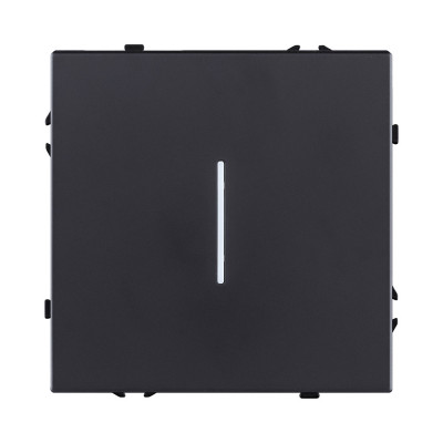 Выключатель 1-клавишный 10А/250В с LED подсветкой, черный матовый Kollinger Eclipse EC-007BK