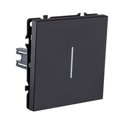 Выключатель 1-клавишный 10А/250В с LED подсветкой, черный матовый Kollinger Eclipse EC-007BK