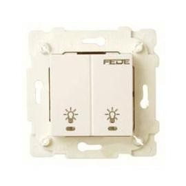 FD28602-A Fede Fede Выключатель сенсорный 2-клав. с подсветкой, с суппортом 2х600Вт 10А 250В~, беж.