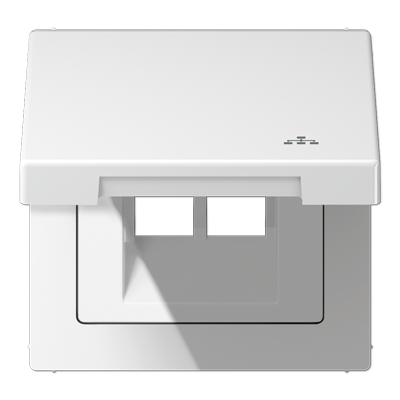 Накладка и крышка для двойных UAE розеток с символом "сеть"; термопласт; белый, LS990BFKLLANWW