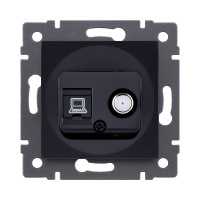 Розетка двойная спутниковая SAT + RJ45 Cat.5, черный Kollinger REA-022BK для Aspekt, Eleganz, Reflex