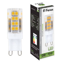Лампа светодиодная, (5W) 230V G9 4000K JCD9, LB-432, Feron 25770