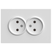 Feron Розетка 2-местная с защитной шторкой б/з, 250В, 16А, серия Эмили, RST16-5116-01, белый фарфор, soft touch, 49877, STEKKER