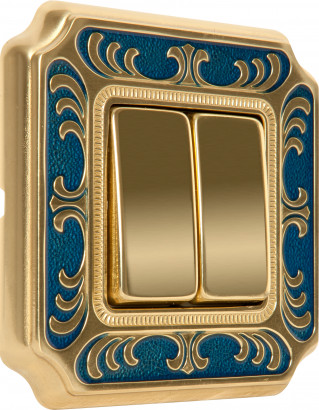 Fede Выключатель 2-клавишный, цвет Bright Gold - blue sapphire, серия Smalto Italiano Collection - Siena