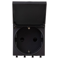 4412012 - ДКС Розетка с крышкой модульная, 2P+E, с з/ш, "Avanti", "Черный матовый", 2модуля