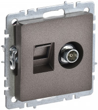 BRITE Роз. двойная TV+RJ45 кат.5E РТВ/РК12-БрТБ бр. IEK, BR-AK20-1-K45