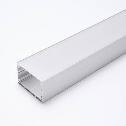Профиль алюминиевый "Линии света" накладной, серебро, CAB257 с матовым экраном, 2 заглушками, 4 крепежами в комплекте, Feron 10368