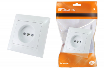 Розетка 2П 10А 250В с защ. шт. белая "Лама" TDM Electric, SQ1815-0010