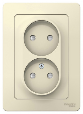 BLANCA С/У РОЗЕТКА двойная без заземления со штор., 16А, 250В, МОЛОЧНЫЙ