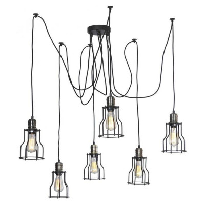 LUSSOLE SHIRLEY Люстра мультиплекс, цвет основания - черный, плафон - металл (цвет - бронзовый), 6x60W E27, LSP-9310