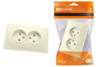 Розетка двойная 2П 10А 250В с защ. шт. сл. кость "Лама" TDM Electric, SQ1815-0112