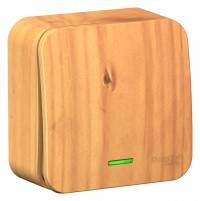 BLANCA О/У 1-клавишный ВЫКЛЮЧАТЕЛЬ (cх.1) с подсв.изолирующая пластина  10А,250B, ЯСЕНЬ