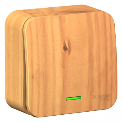 BLANCA О/У 1-клавишный ВЫКЛЮЧАТЕЛЬ (cх.1) с подсв.изолирующая пластина  10А,250B, ЯСЕНЬ