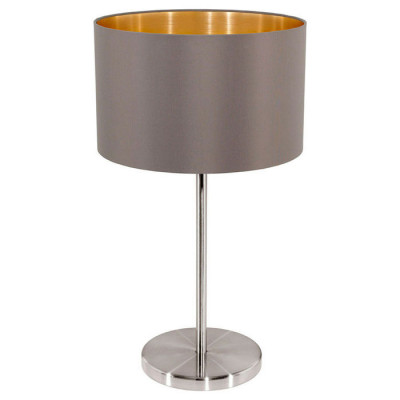 31631 Настольная лампа MASERLO, 1х60W (E27), ?230, H420, никель мат./текстиль, капучино, золотой