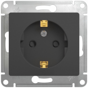 Glossa Розетка 2К+З 16А 250В~ со шторками, антрацит
