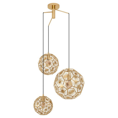 39758 Подвес SKOURA, 3x60W(E27), сталь, черный, латунь