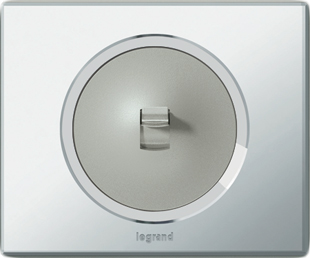 Legrand Выключатель 1-клавишный, тумблерный, вставка - титан,  материалы - Зеркало, серия Celiane