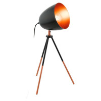 49385 Настольная лампа CHESTER на треноге, 1x60W (E27), L290, B290, H440, сталь, черный, медный