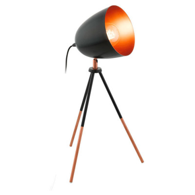 49385 Настольная лампа CHESTER на треноге, 1x60W (E27), L290, B290, H440, сталь, черный, медный