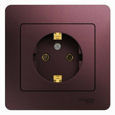 РОЗЕТКА с заземлением,16А, 250В, в сборе,БАКЛАЖАНОВЫЙ