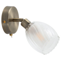 Arte Lamp BIHAM, Светильник настенный, цвет арматуры - АНТИЧНАЯ БРОНЗА, цвет плафона/декора - БЕЛЫЙ, 1х40W E14, A3184AP-1AB